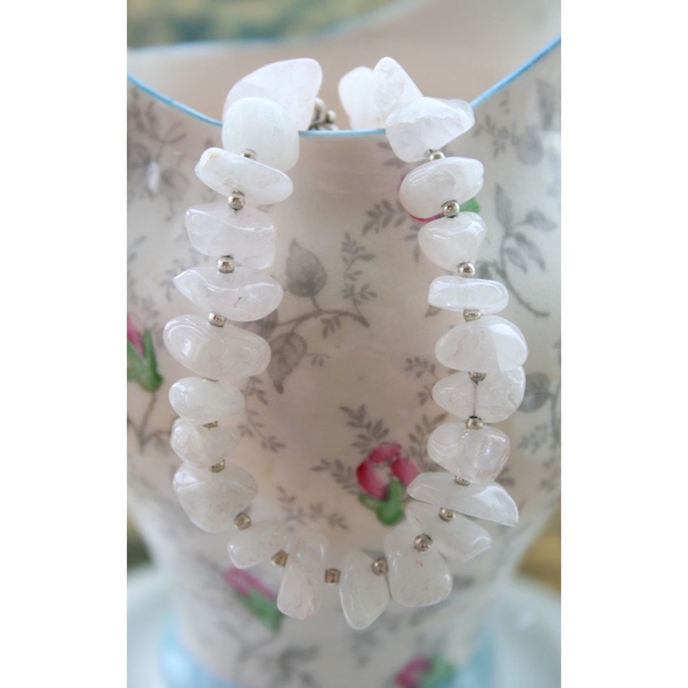 Handmade rose quartz stone bracelet‎